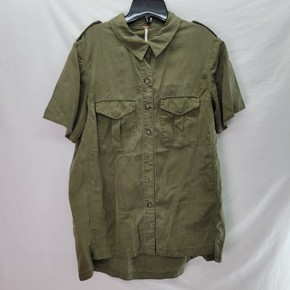 Free People Button Down Shirt Army Green - Medium